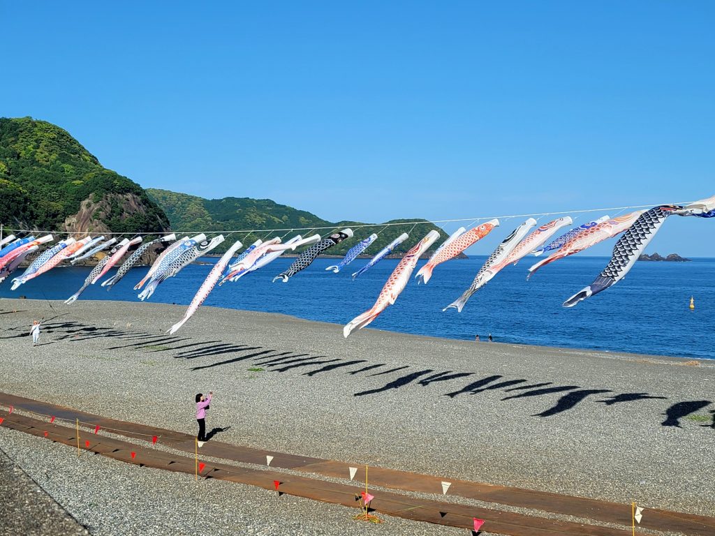海岸の鯉のぼり