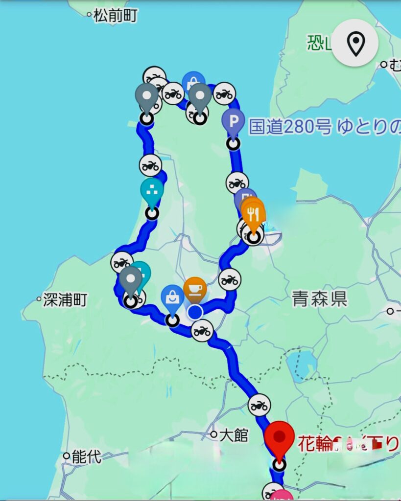 東北旅3日目全行程地図