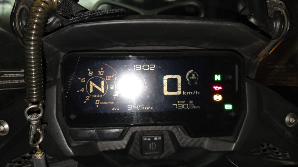 400Xのメーターボックス。ツーリングの走行距離