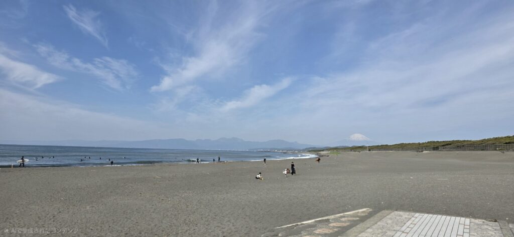 茅ヶ崎の柳島海岸の様子