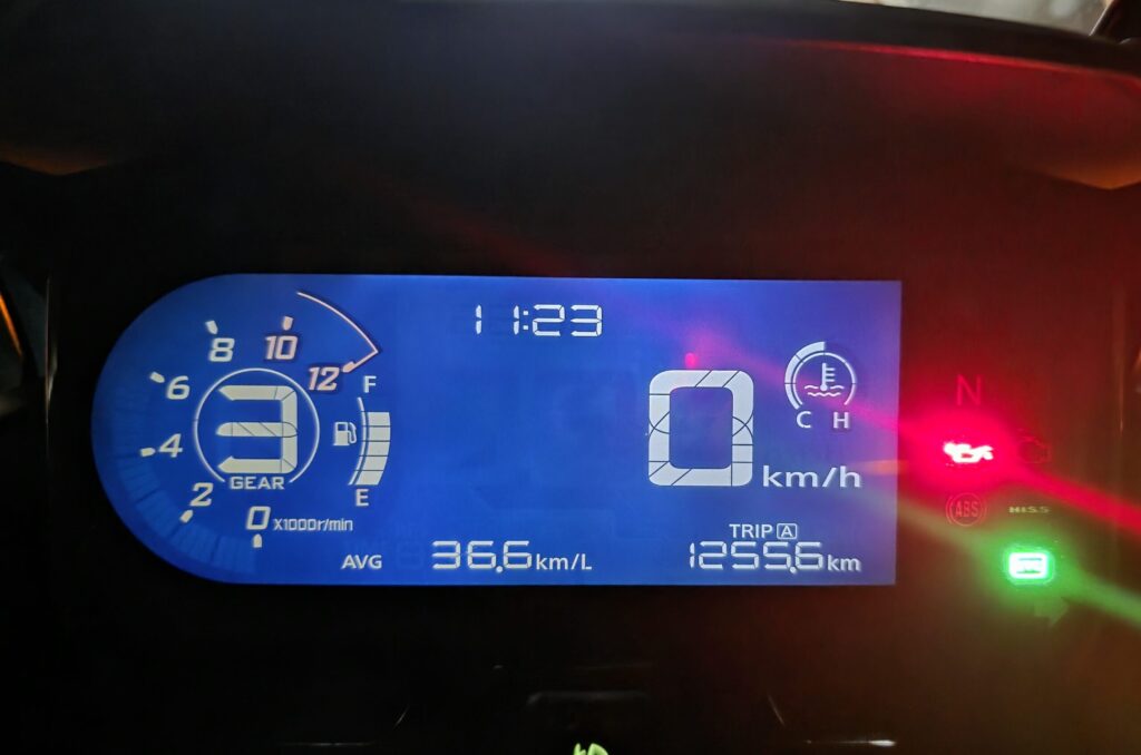 11時23分に自宅に到着したホンダ400Xのスピードメーター