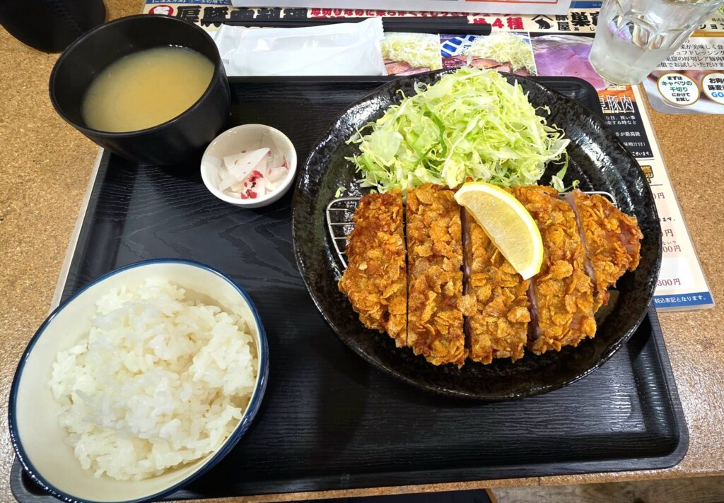 山梨県甲府市豚屋巣窟の豚唐揚げ定食