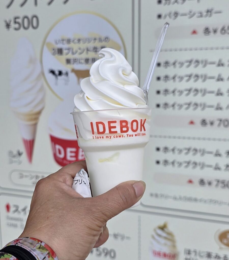 道の駅富士のIDEBOKのヨーグルトソフトクリームのせ