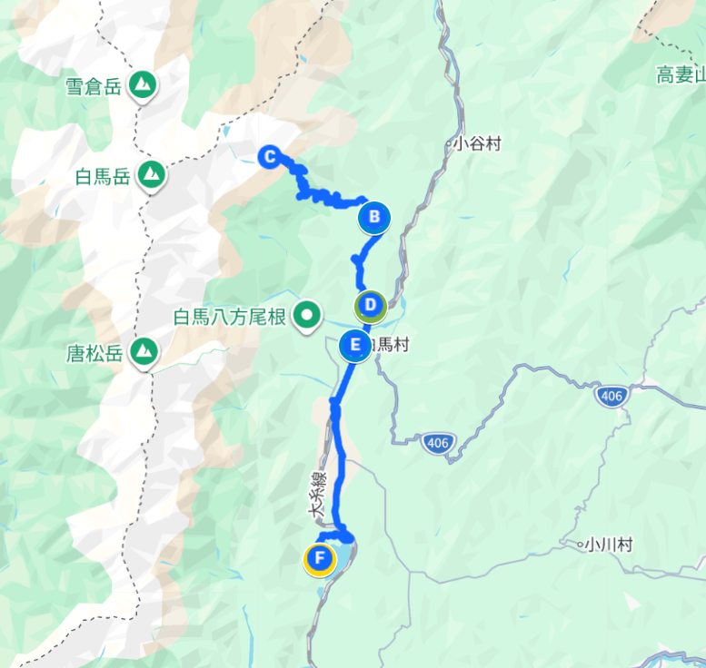 青木湖キャンプ場 → つがいけゴンドラ乗り場 → 栂池自然園 → Square 8 Hakuba RETREAT by UNPLAN → ハピア A・コープ白馬店 → 青木湖キャンプ場
